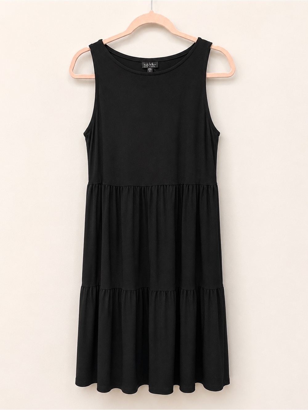 Black Tiered Sleeveless Dress by Nicole Miller